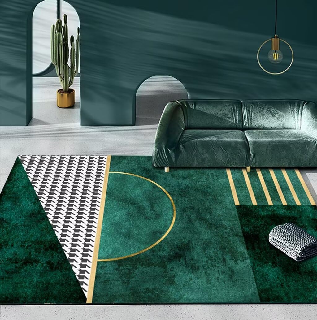 Tapis de salon moderne jaune et vert pour chambre et bureau