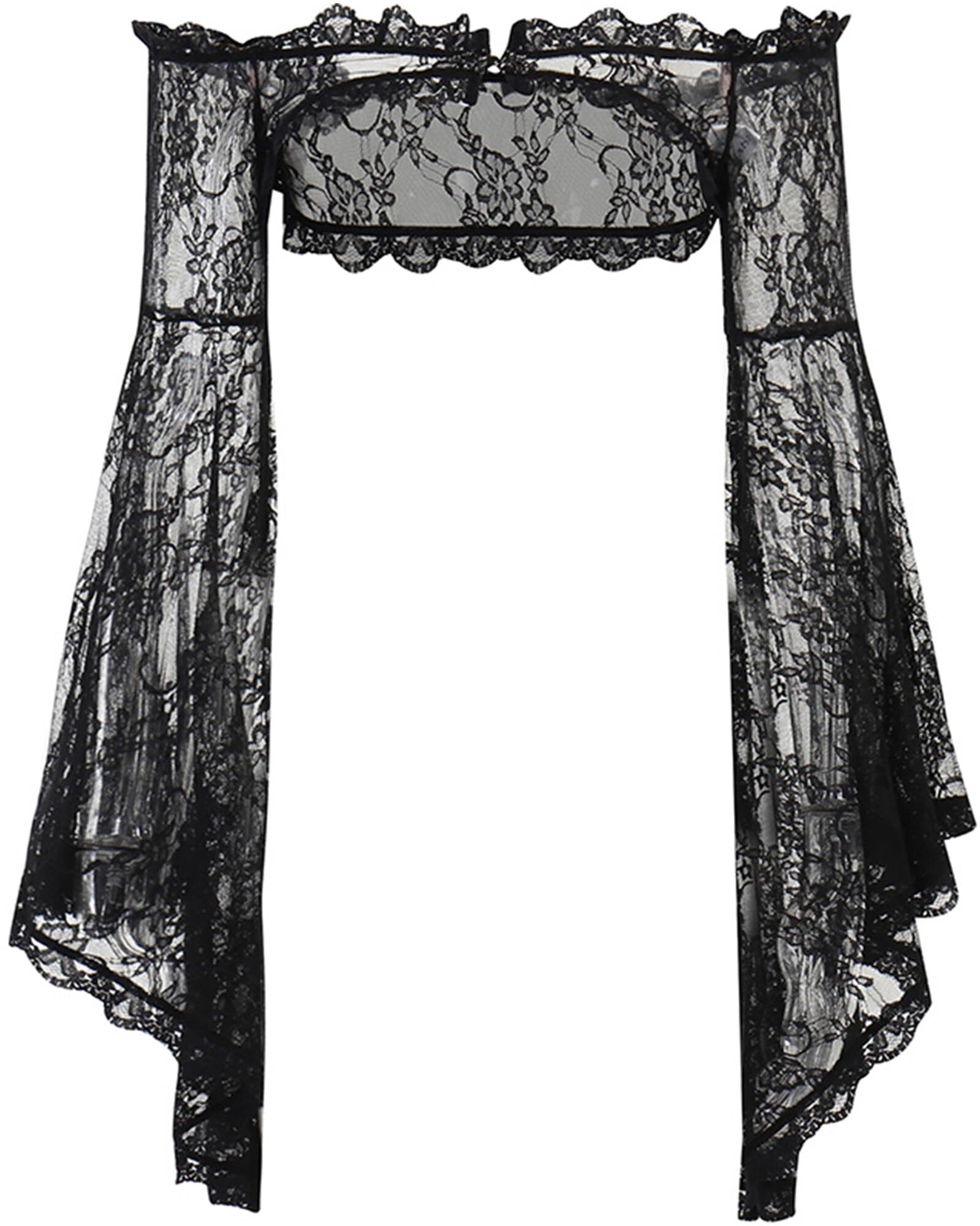 SEAUR Gothic koronkowe bolerko damskie z długim rękawem, styl vintage, punk, na imprezę, do klubu, na karnawał, Halloween