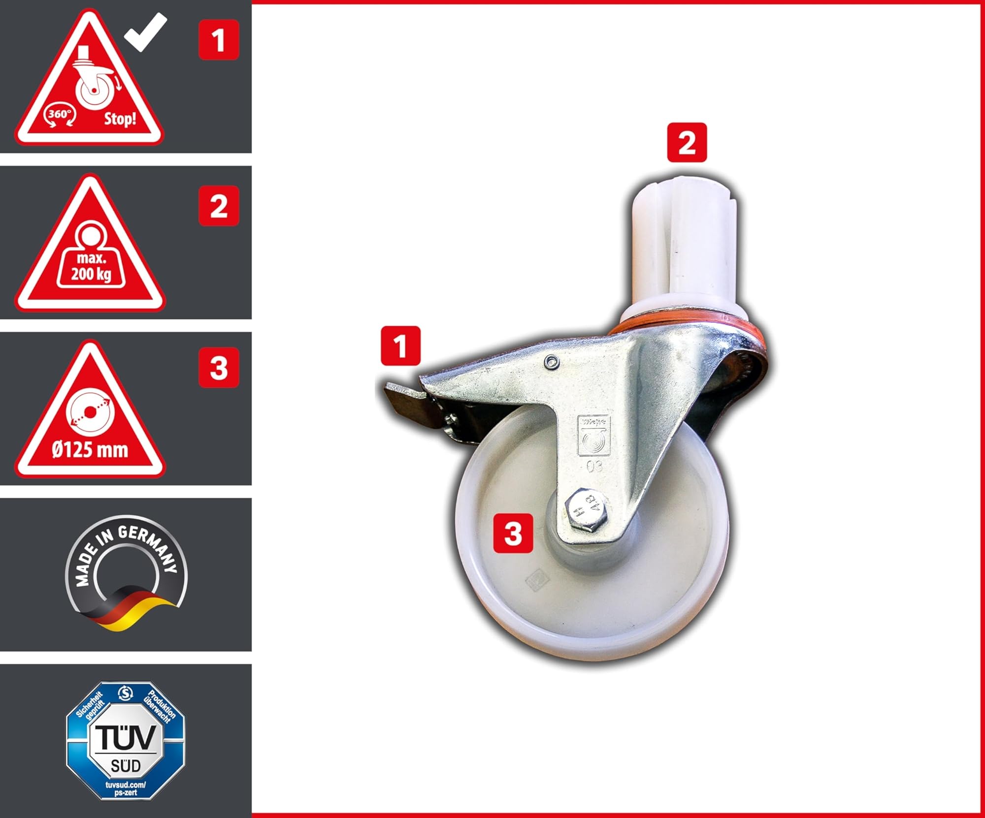 ALTEC Rollfix 2.0 700 | 7m de hauteur de travail | Roues pivotantes avec frein (Ø125mm) | Ancrage mural | Made in Germany | TÜV | Charge admissible 200kg/m² | DIN EN 1004-1 | Echafaudage aluminium