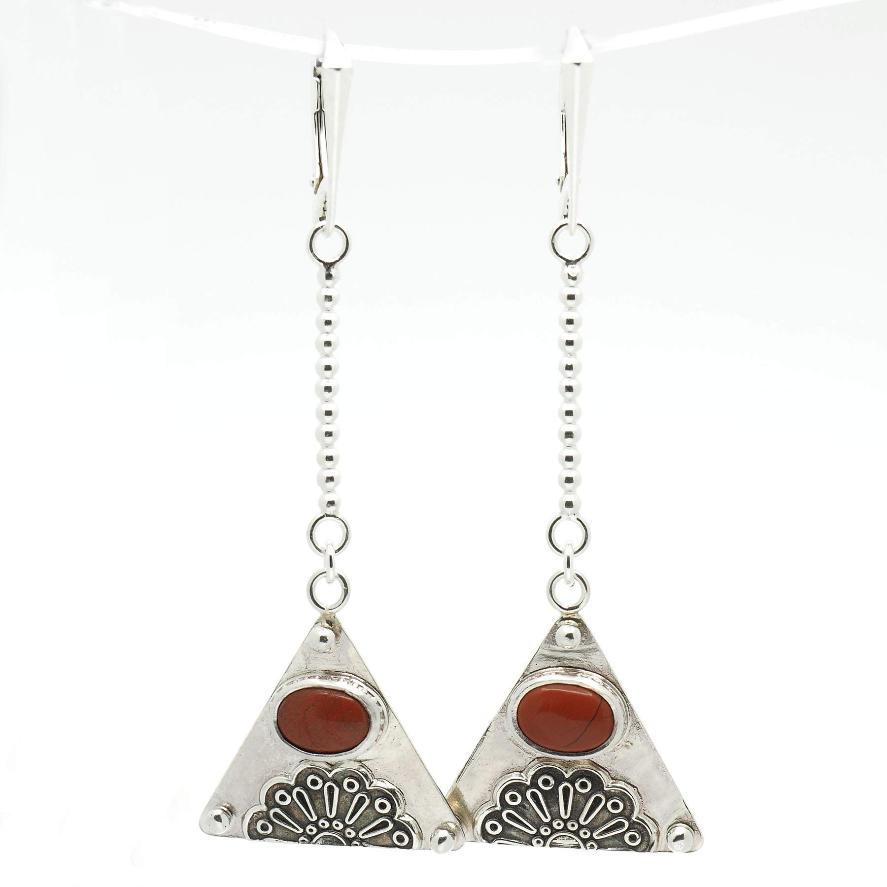 Pendientes Jaspe Rojo y Plata 925