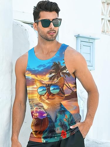 Miniatura 6 de RAISEVERN Camisetas sin mangas para hombre, camisetas sin mangas de verano, camisetas de entrenamiento, camisetas deportivas de playa