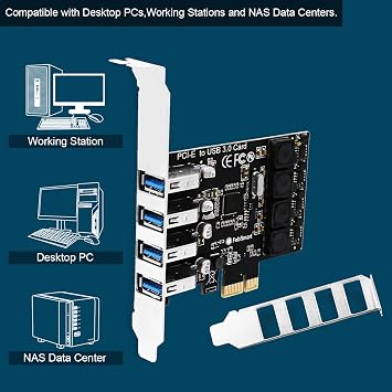 PCIE 4-Ports Superspeed 5Gbps USB 3.0 Expansion Card for Windows 11, 10, 8.x, 7, Vista, XP Desktop PCs, Built in FebSmart Self-Powered Technology, No Need Additional Power Supply (FS-U4L-Pro)
