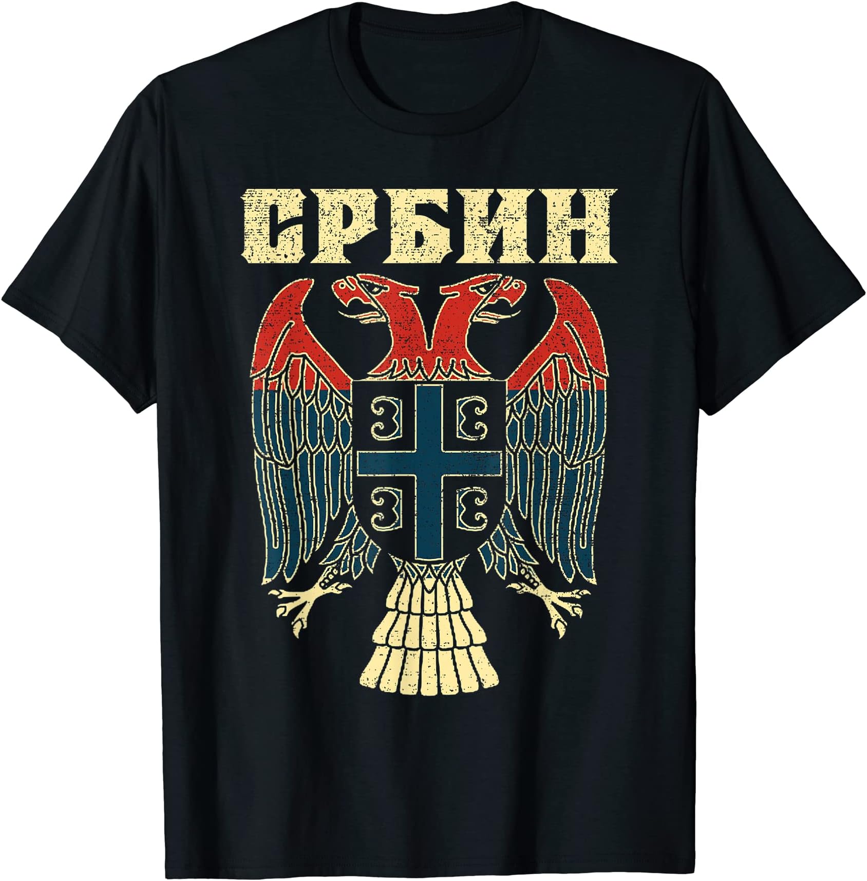 Serbien Wappen GeschenkSerbia Srbija Serbian Serbian Eagle Flag CCCC Cyrillic T-ShirtOEKO-TEX STANDARD 100