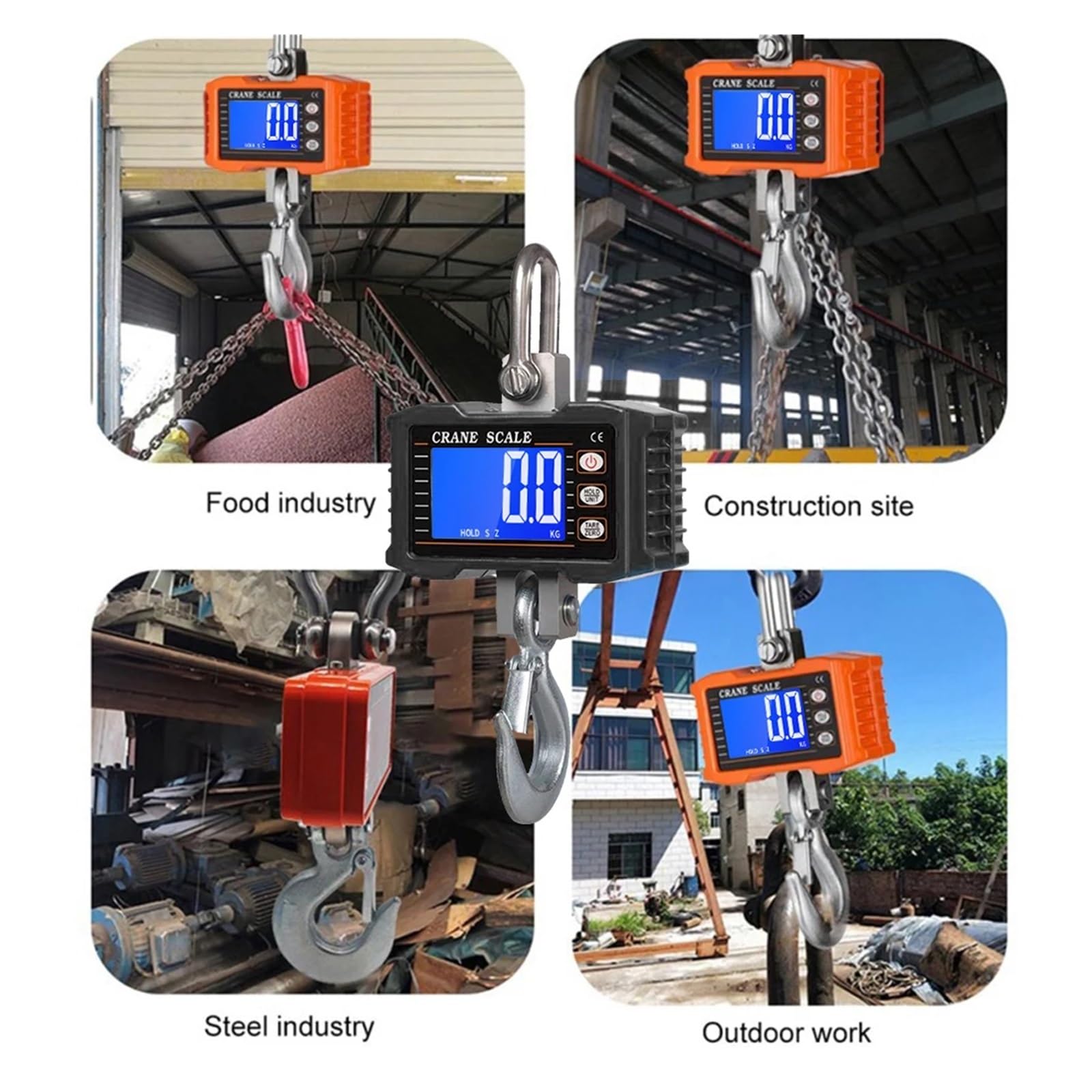 Bilancia digitale sospesa da 1000 kg/2204 libbre, bilancia a gancio industriale con retroilluminazione LCD Funzione potente(Blue)
