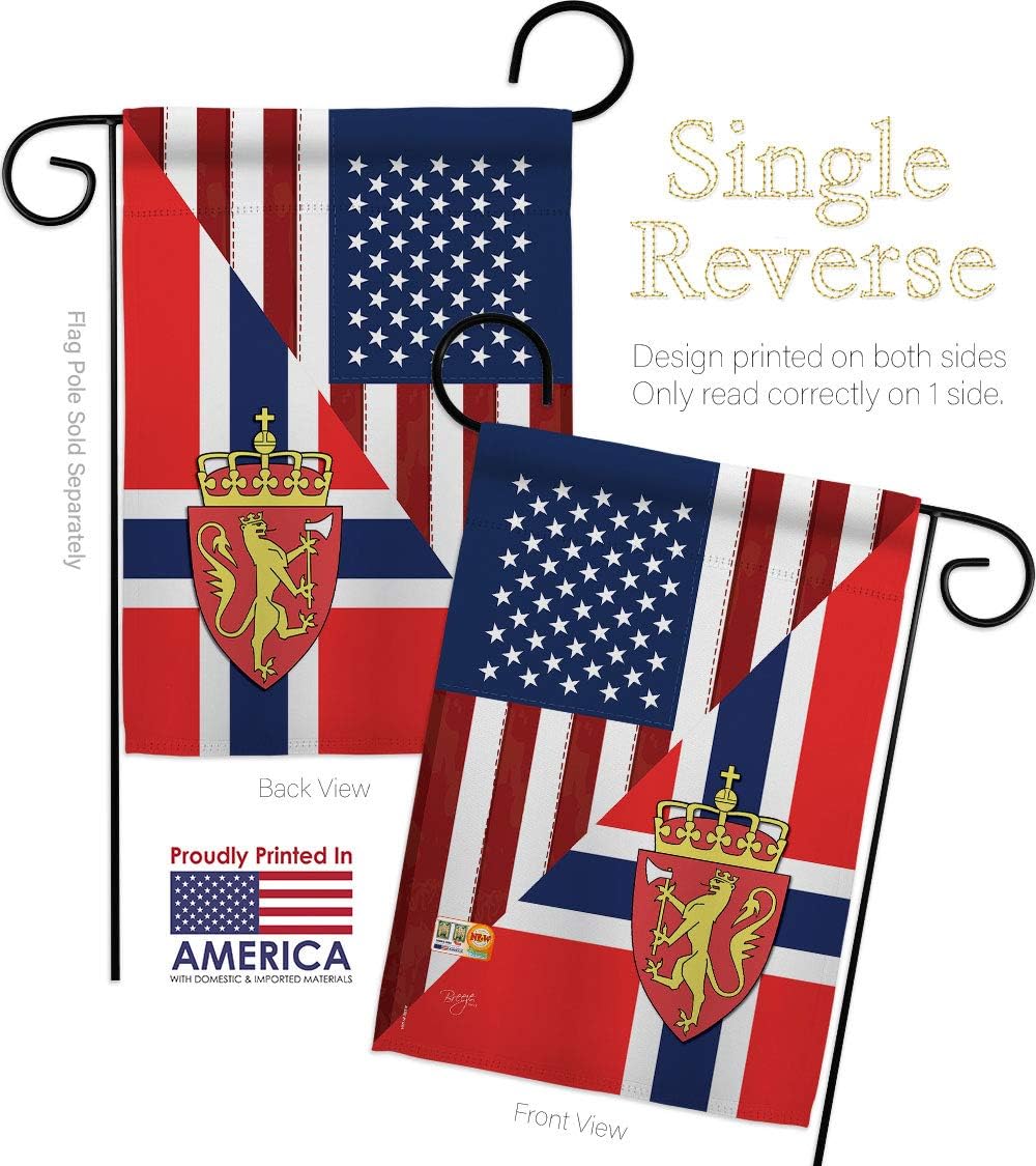 US Norway Friendship Garden Flag Set Wall Holder Regional USA American Alliance World Country Particular Area Small Decorative Gift Yard House Banner Made In 13 X 18.5