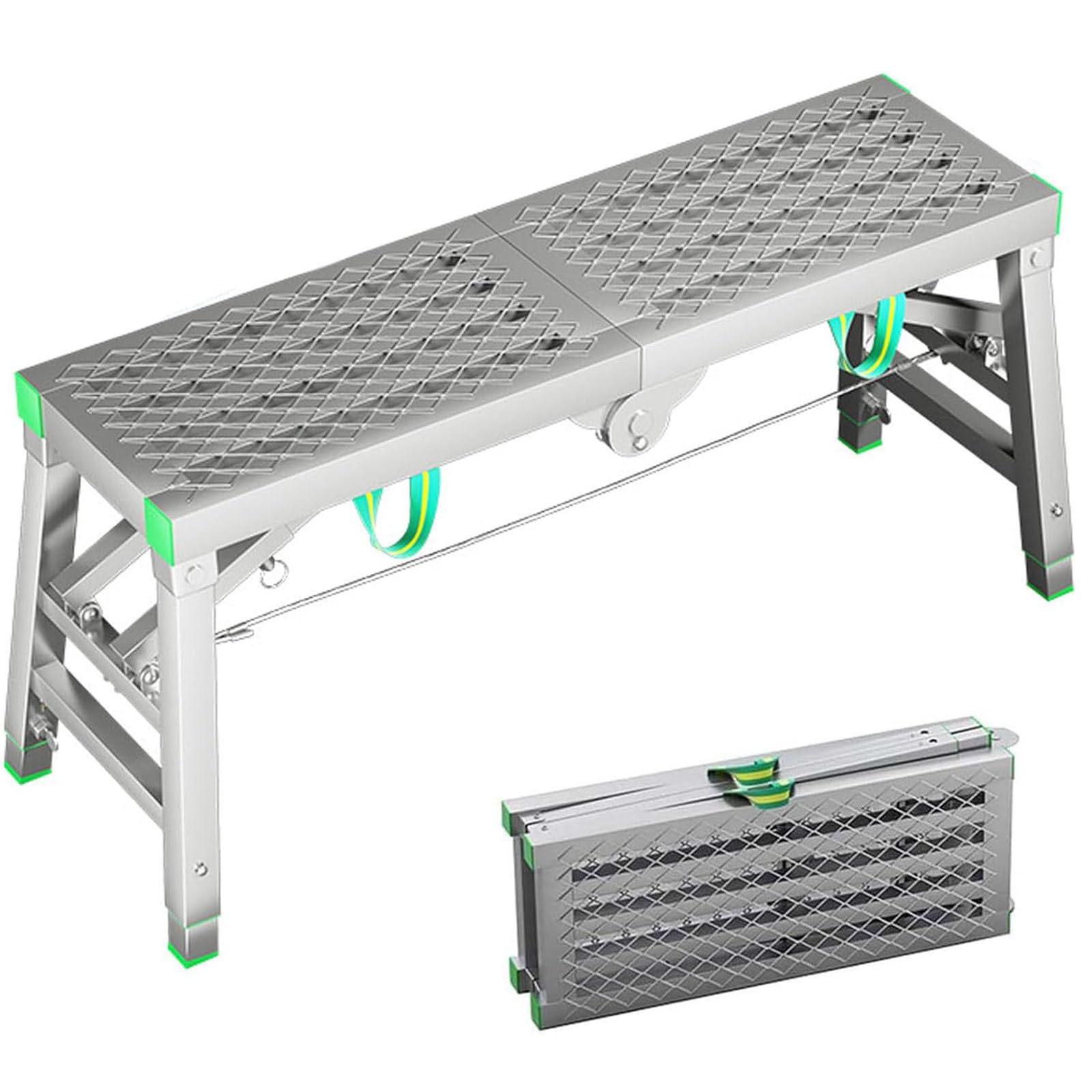 Ponteggio Pieghevole Portatile Regolabile in Altezza per lavori di bricolage, ponteggi in Metallo, Attrezzi per Pittura, cartongesso e Pulizia di finestre, Altezza 180 cm