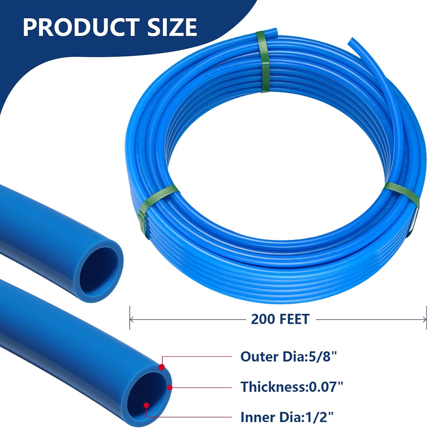 1/2 Inch HeSun PEX-B Pipe, 200 Feet Pex B Tubing in Blue, for Hot/Cold Water Plumbing, NSF Certified(A-200)