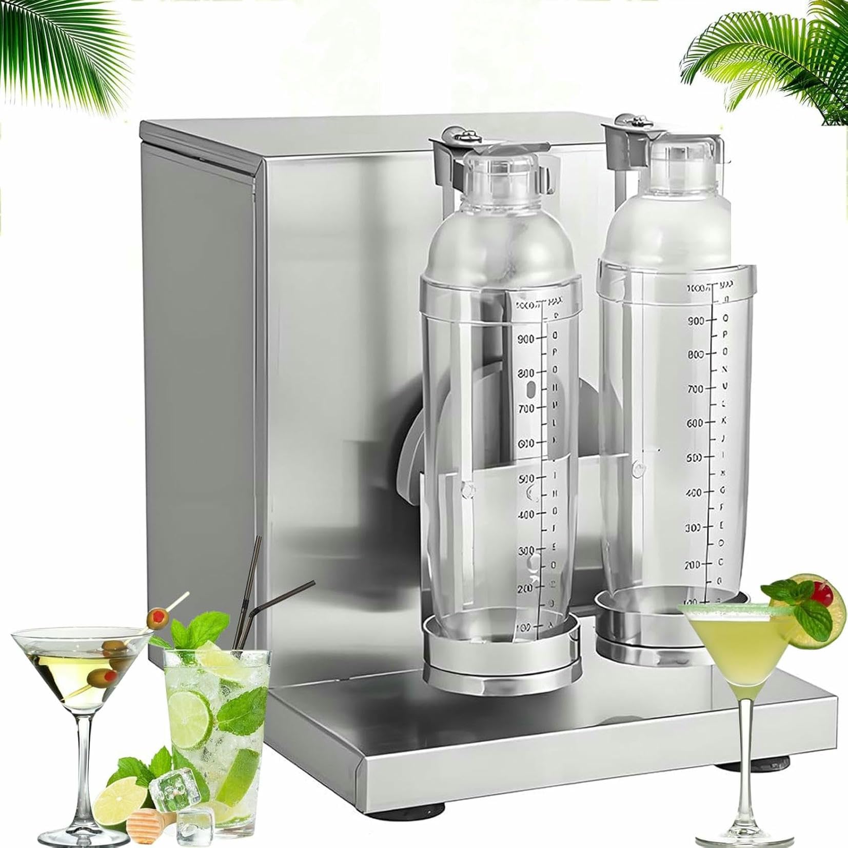 Commerciale Elettrico Bolla Tè Shaker Macchina, Elettrico Doppio Telaio Latte Tè Shaker, 0-180s Regolabile Latte Shake Mixer Macchina Con Doppio 1000 Ml PC Tazze, Per Boba, Cocktail, Caffè ~ /