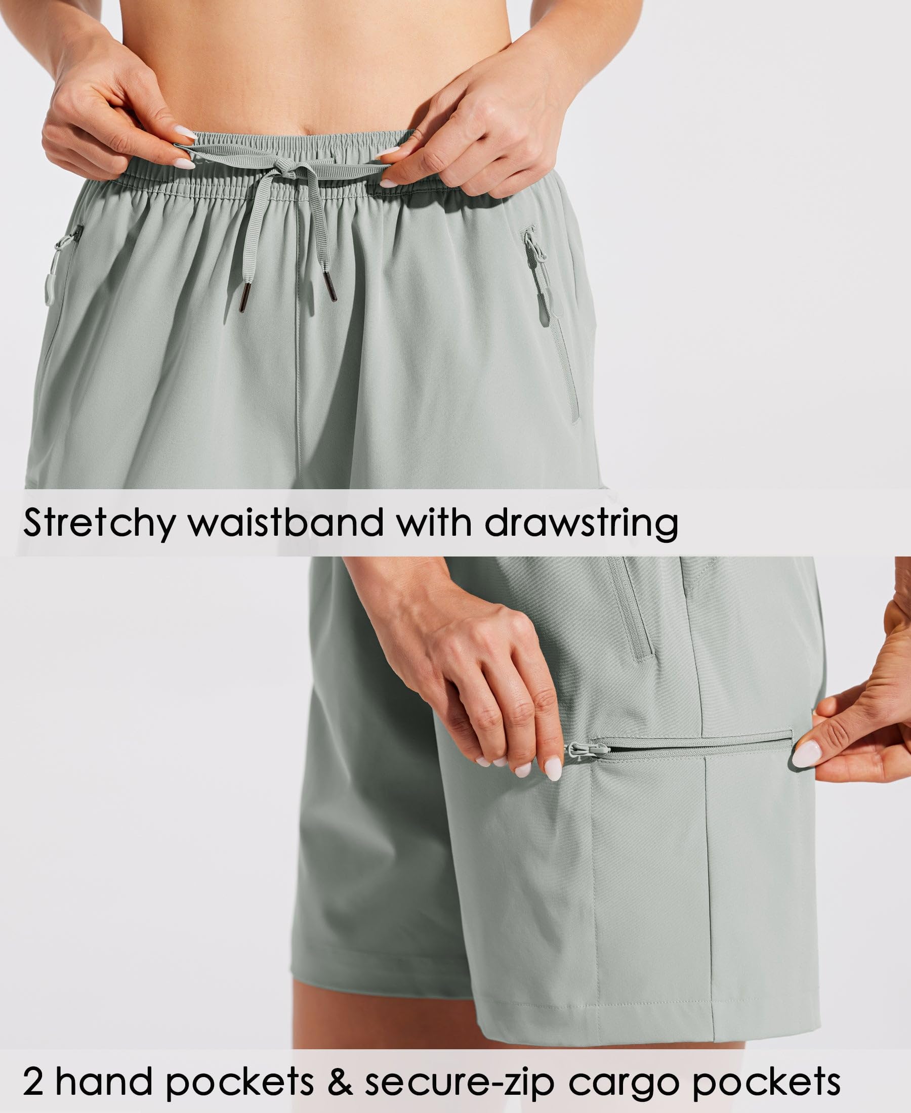 WILLIT Pantalones cortos cargo para mujer, de secado rápido, para senderismo, activos, ligeros, deportivos, de verano, con bolsillos