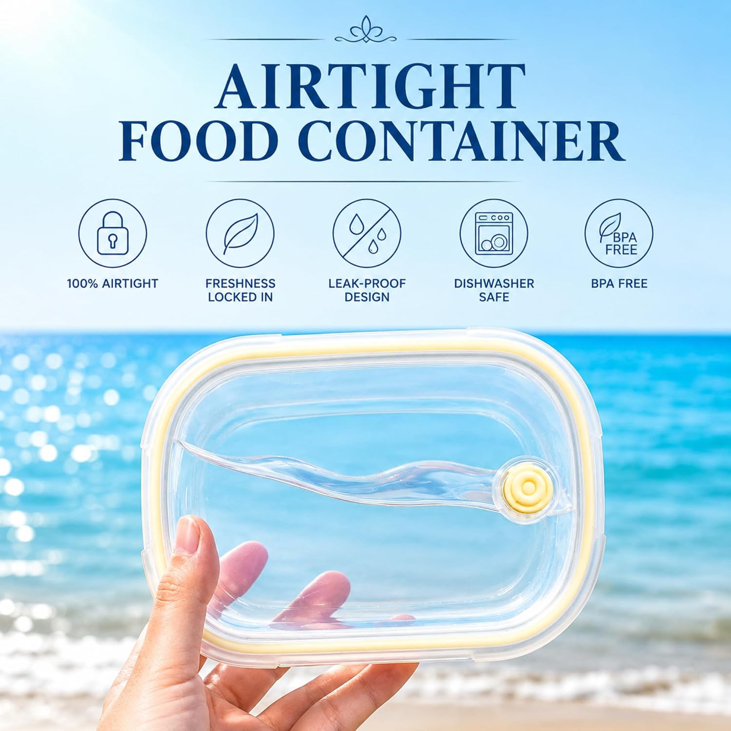 Neoflam 39oz Glass Food Storage Container, Airtight Lid with Vent, 1.2L image 2