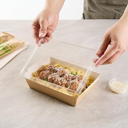 Miniatura 9 de Cafe Vision - Contenedores de comida para llevar de 34 onzas, 200 cajas desechables para almuerzo  Tapas transparentes que se venden por separado,