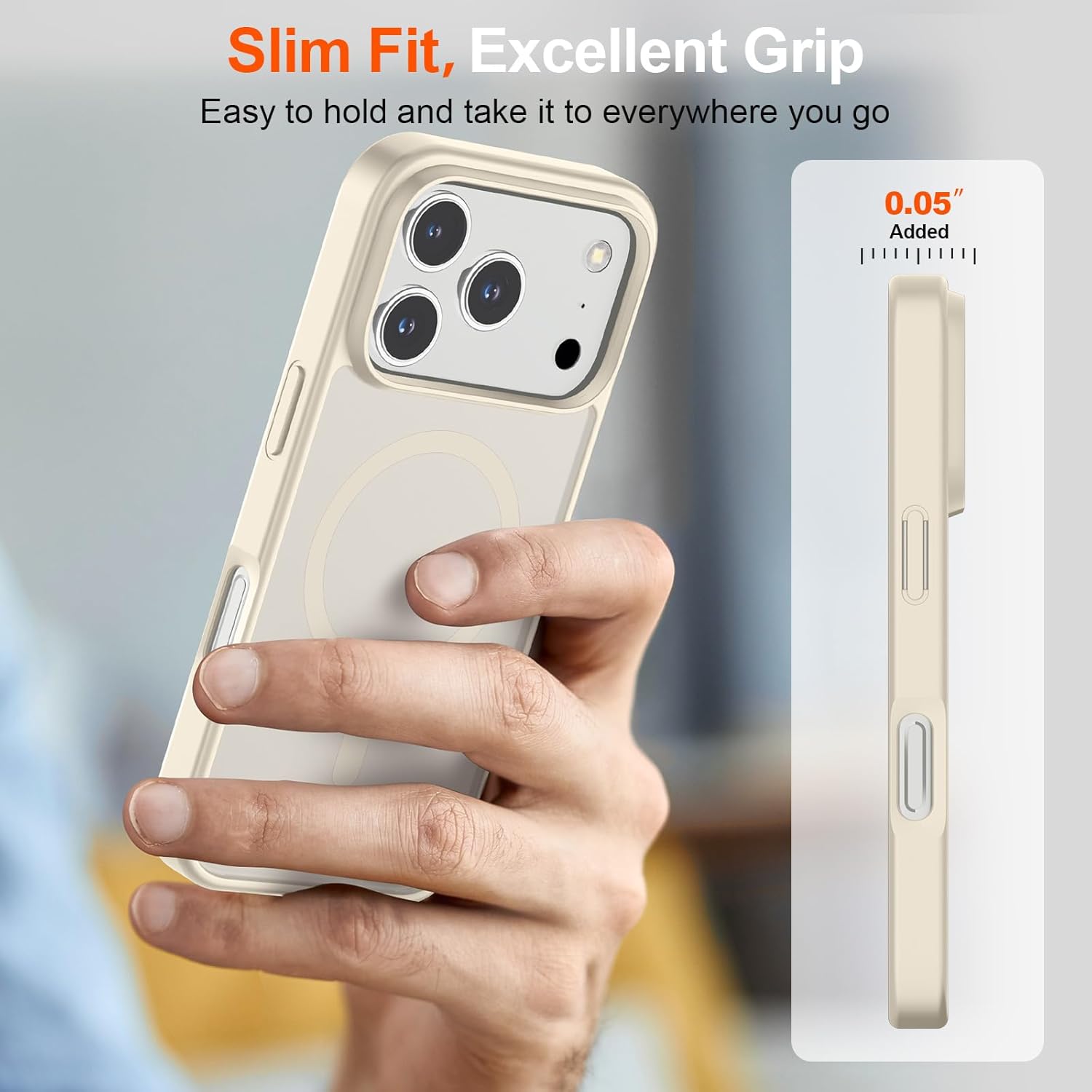 SUPFINE Magnetic for iPhone 17 Pro Max Case (Compatible with MagSafe)(Military Grade Drop Protection) Translucent Matte Shockproof with Anti-Fingerprint Phone Cover,Antique White Antique White iPhone 17 Pro Max
