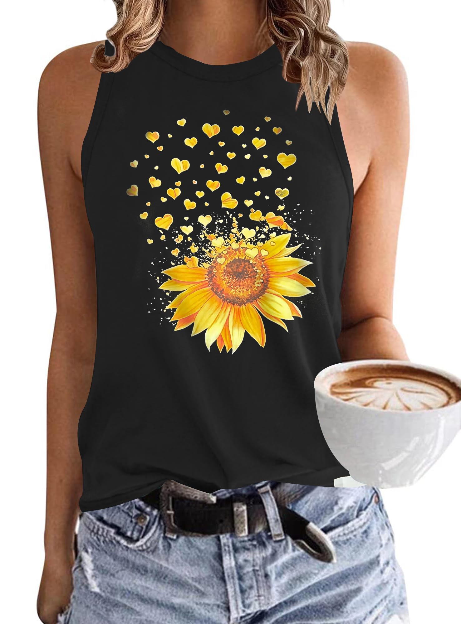 PLMOKEN Ärmellos Tank Top Damen - Sommer Vest Rundhals Oberteile Blusentop Elegantes Top