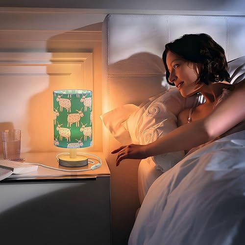 Miniatura 7 de Table Lamp Indoor Table Lamp Unique Cute Cartoon Doodle Goat Green Night Lights for Kids Glass Table lámpara de Noche