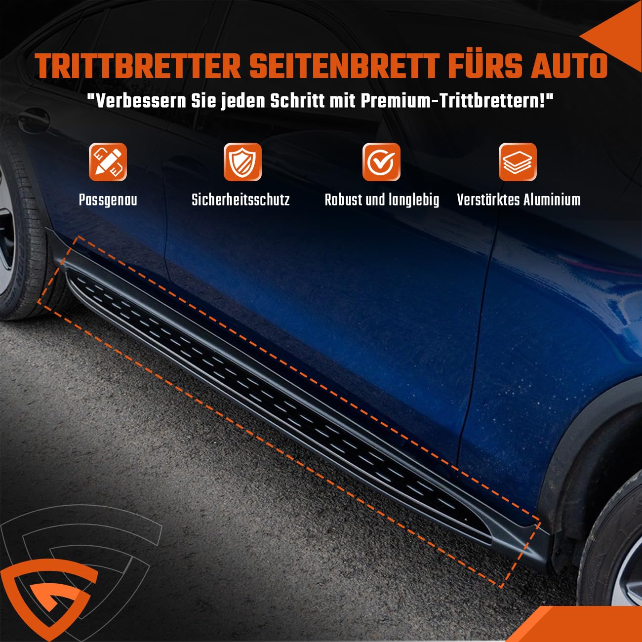 Trittbretter Seitenbrett Set Kompatibel mit Mercedes Benz GLC X253 C253 2015-2022, Belastbar bis 360KG, Seitenschweller mit Halterung, Aluminium Schweller, rutschfest, robust, Links & Rechts