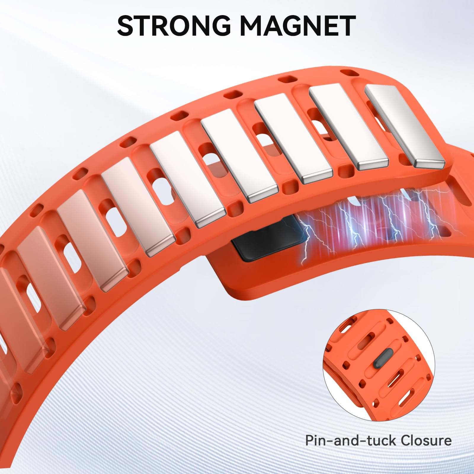 ISABAKE 22mm Magnetic Strap for Forerunner 265/255/Amazfit Active Max, Orange - Image 2