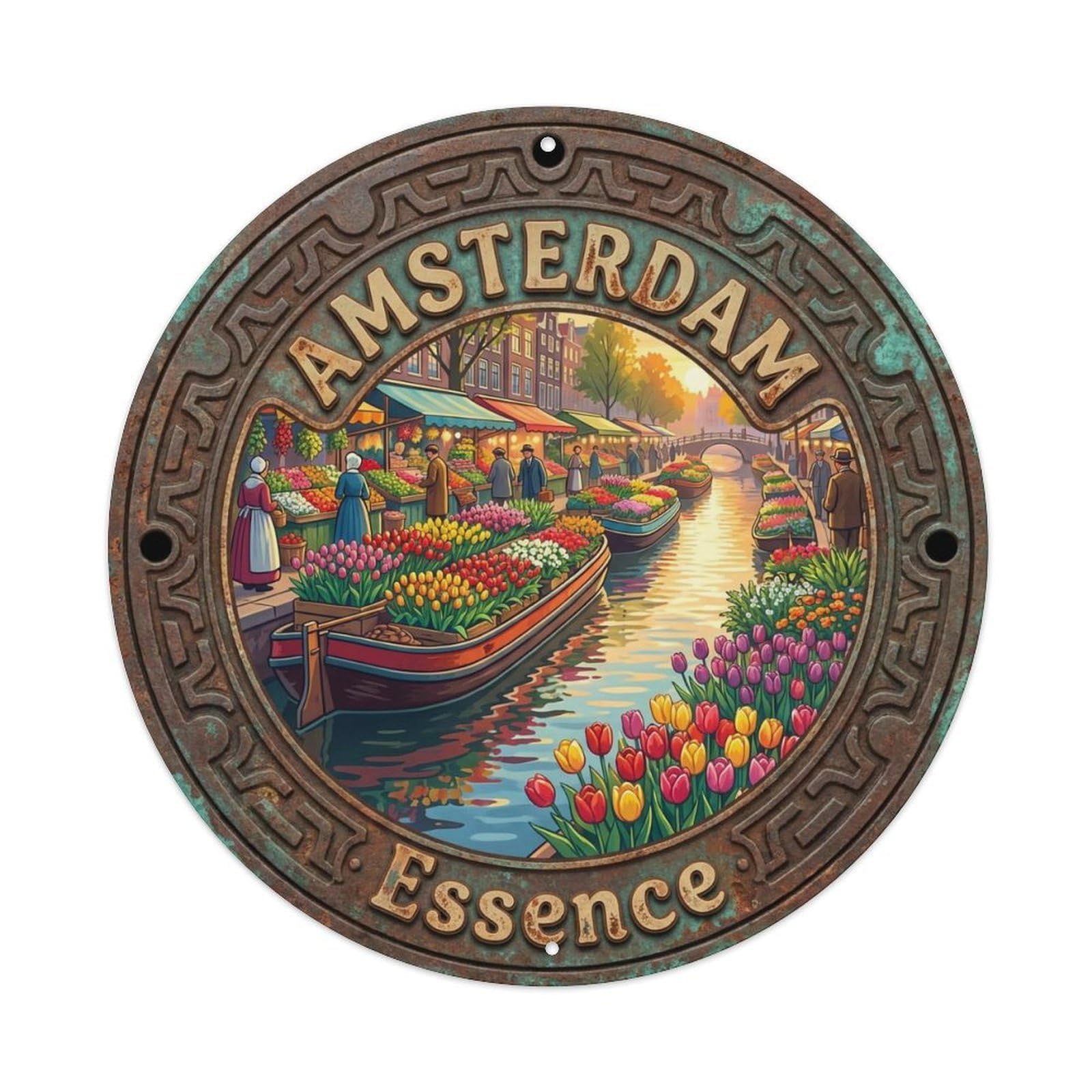 Vintage Travel Amsterdam Netherlands Reminiscence Metal Tin Sign