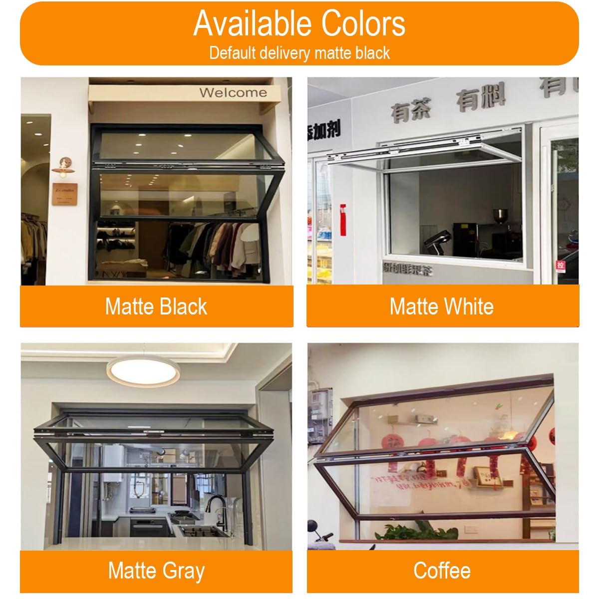 Ventana interior plegable personalizable de doble colgada, aleación de aluminio, vidrio templado 3C y cerraduras ocultas. Para concesiones comerciales y uso doméstico, 4 colores opcionales (ancho x
