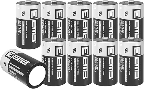 EEMB LS14250 3.6V 12 AA Baterías de litio 12AA ER14250 Li-SOCL Batería no recargable Paquete de 10 unidades de reemplazo para SAFT 14250 XL-050F