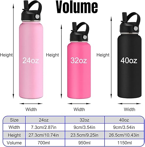 Miniatura 5 de Botellas de agua personalizadas con pajilla, botella de agua grabada personalizada de 24 onzas para la escuela, nombre personalizado, doble pared