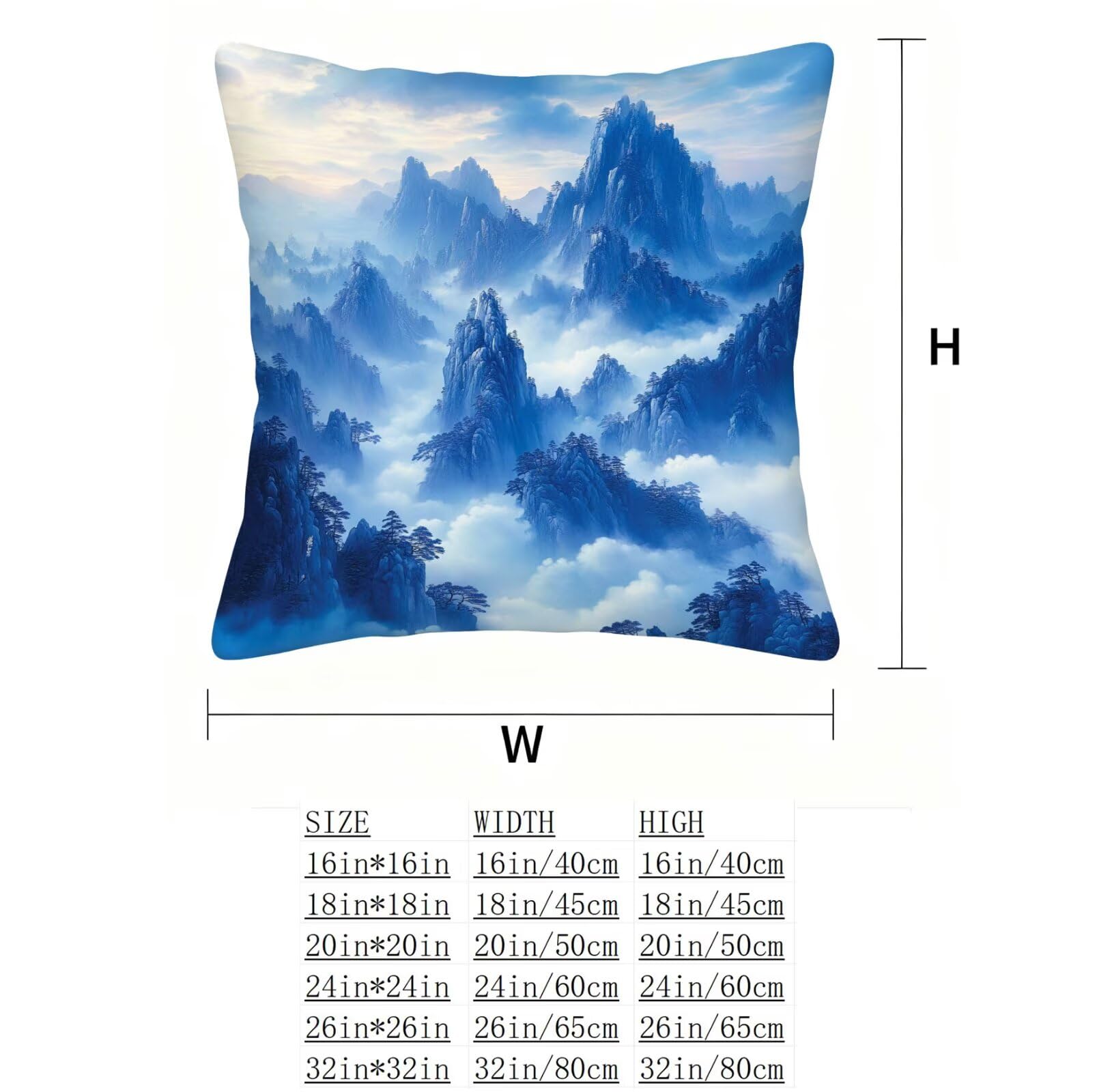 Azul Funda Cojin 60x60 Paisaje Funda Almohada 60x60 Cojines Sofa Súper Suave Fundas Cojines Decorativos Fundas Almohadas 4 Piezas Almohada Cervicales y Cuello, para Hogar Cama Salon Decoracion E - 735