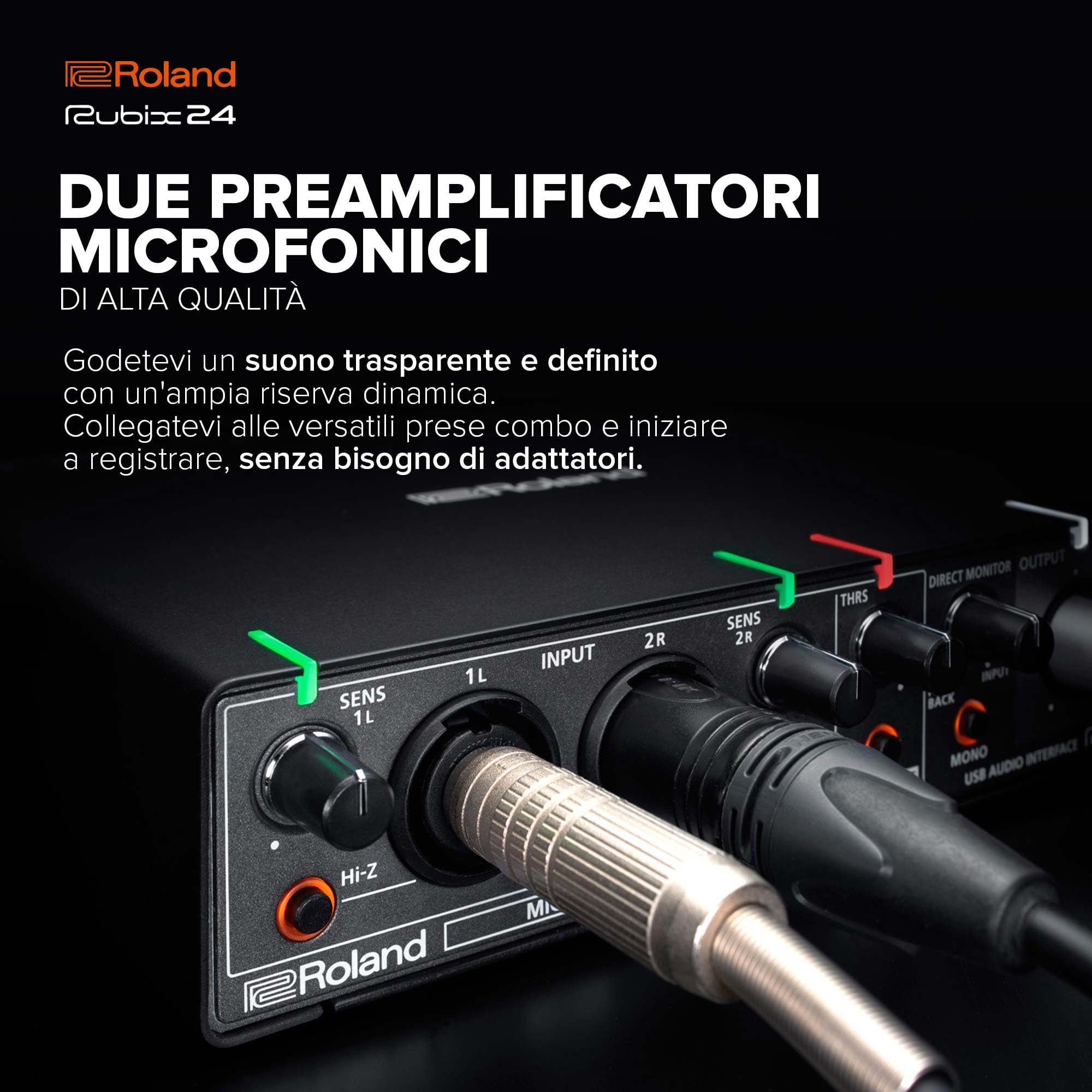 Interfaccia audio USB Roland Rubix24 2-In/4-Out | Audio ad alta risoluzione | Registrate con microfoni, chitarre, tastiere e altro | Costruzione compatta e durevole | Compatibile con Mac, PC & iPad