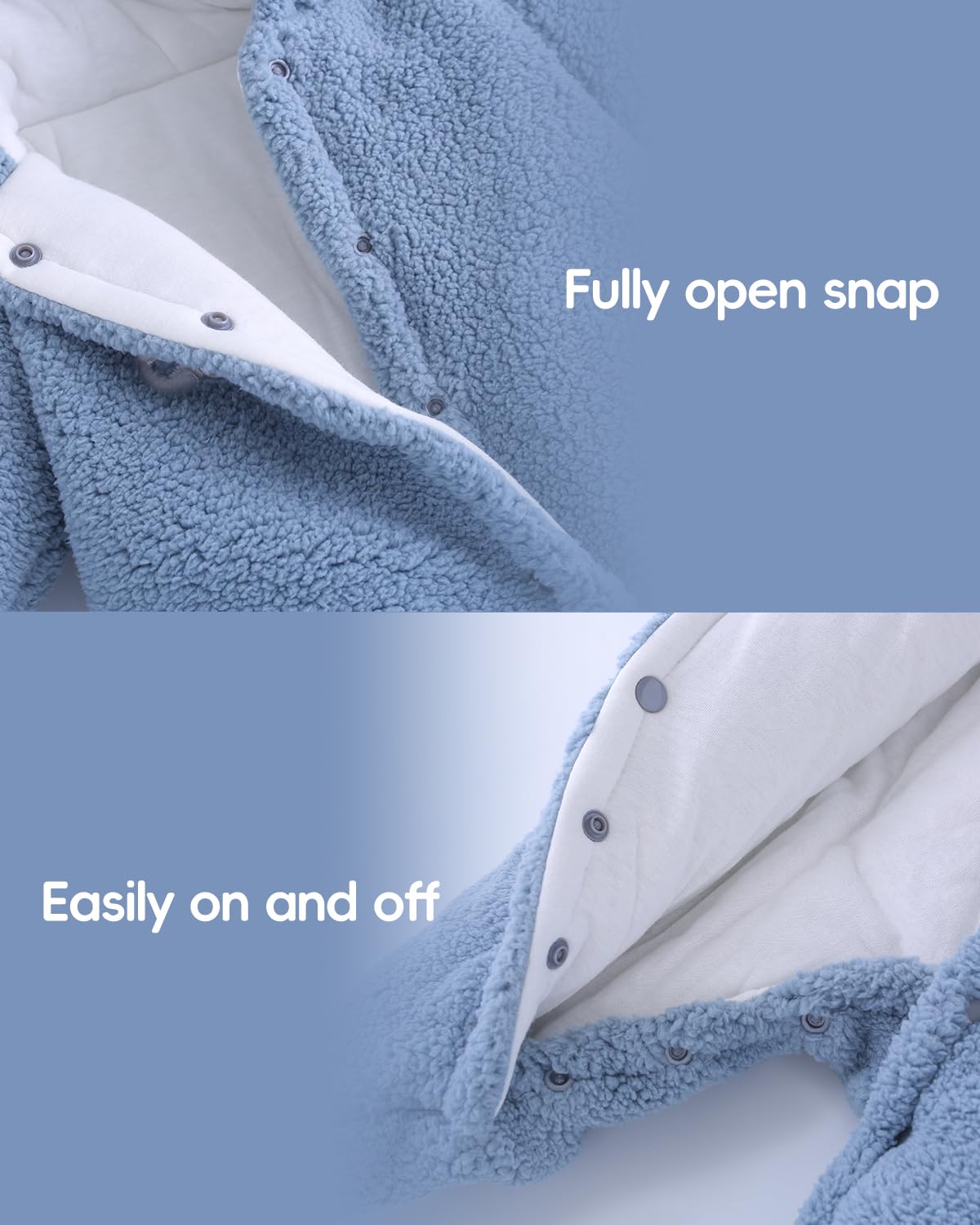 WYTbaby Combinaison de neige pour bébé - En polaire - Avec capuche - Épaisse et chaude - Pour garçons et filles de 0 à 18 mois