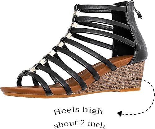 Miniatura 4 de Sandalias de gladiador para mujer con cremallera y tiras de cuña romana, zapatos romanos para niñas