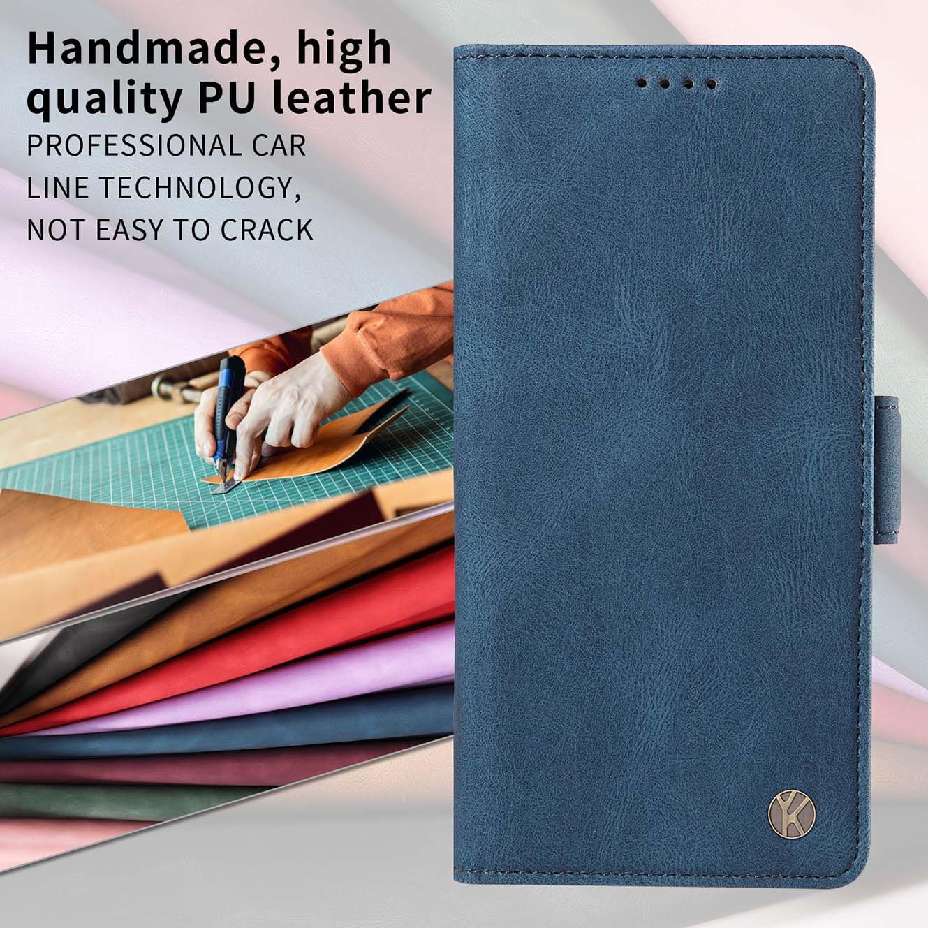 YUECXIN Etui do Motorola Edge 50 Neo/Edge 60 Neo/ThinkPhone 25, skórzane etui z klapką PU w stylu portfela, ze stojakiem/gniazdem na karty/magnetycznym zapięciem/blokadą RFID/ochroną przed wstrząsami