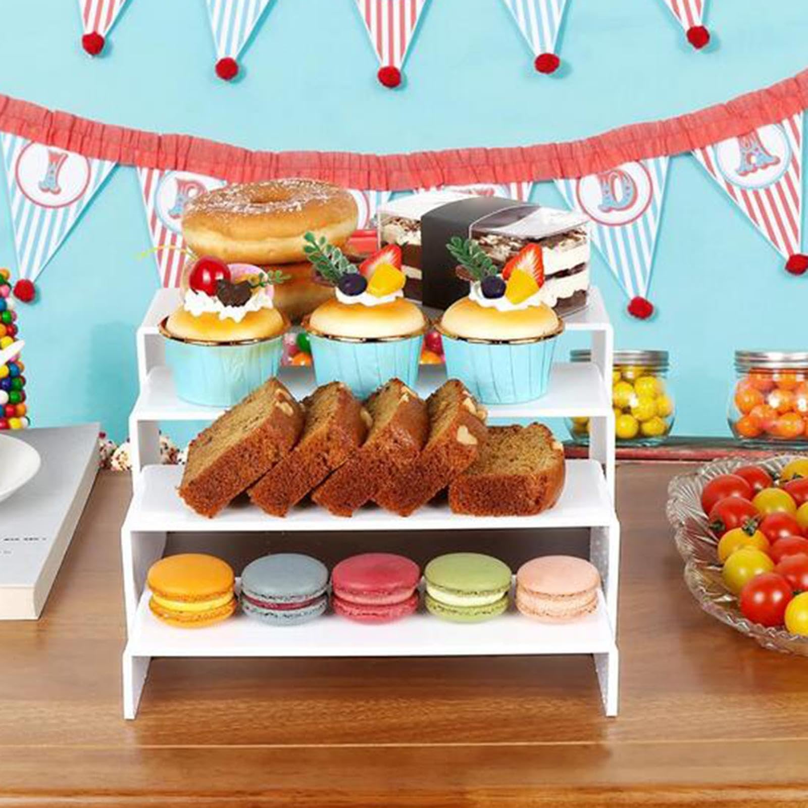 Klare Acryl Riser Display Ständer, 4Pcs Rectangular Buffet Riser Dessert Table Display Set, Acrylic Dessert Display Stands, Display Stands Holder