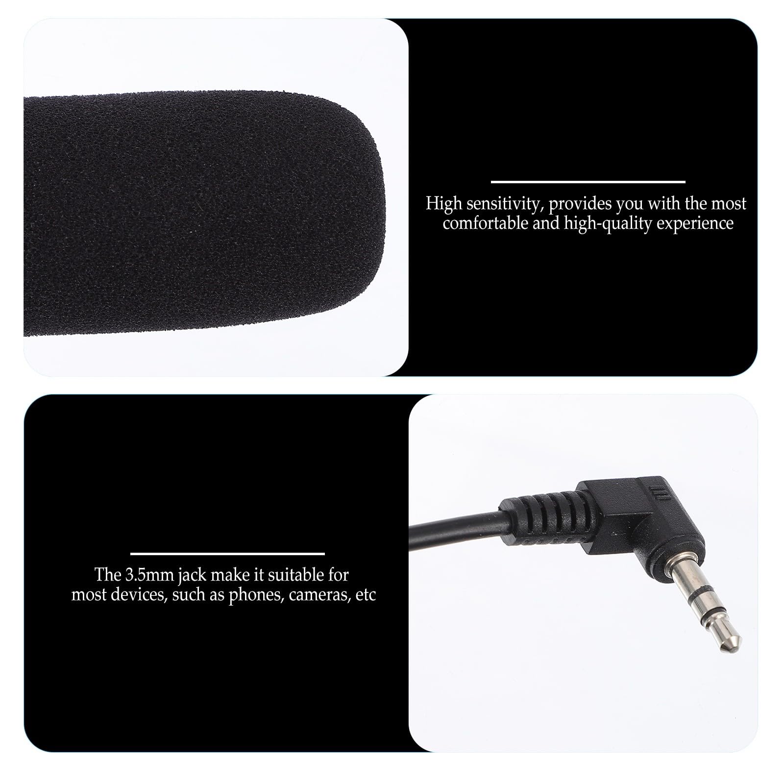 Kisangel Micrófono Portátil y Fácil de Usar Conector de 3.5mm, Material ABC para Cámara y Teléfono Inteligente para Grabación E Entrevistas Profesionales