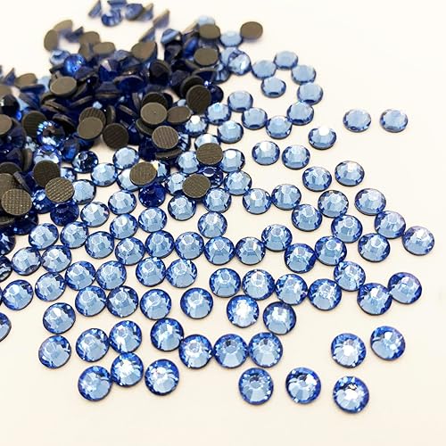 Miniatura 5 de esseelove Diamantes de imitación termoadhesivos para bricolaje, parte trasera plana, diamantes de imitación fijos en caliente azul zafiro, 4832
