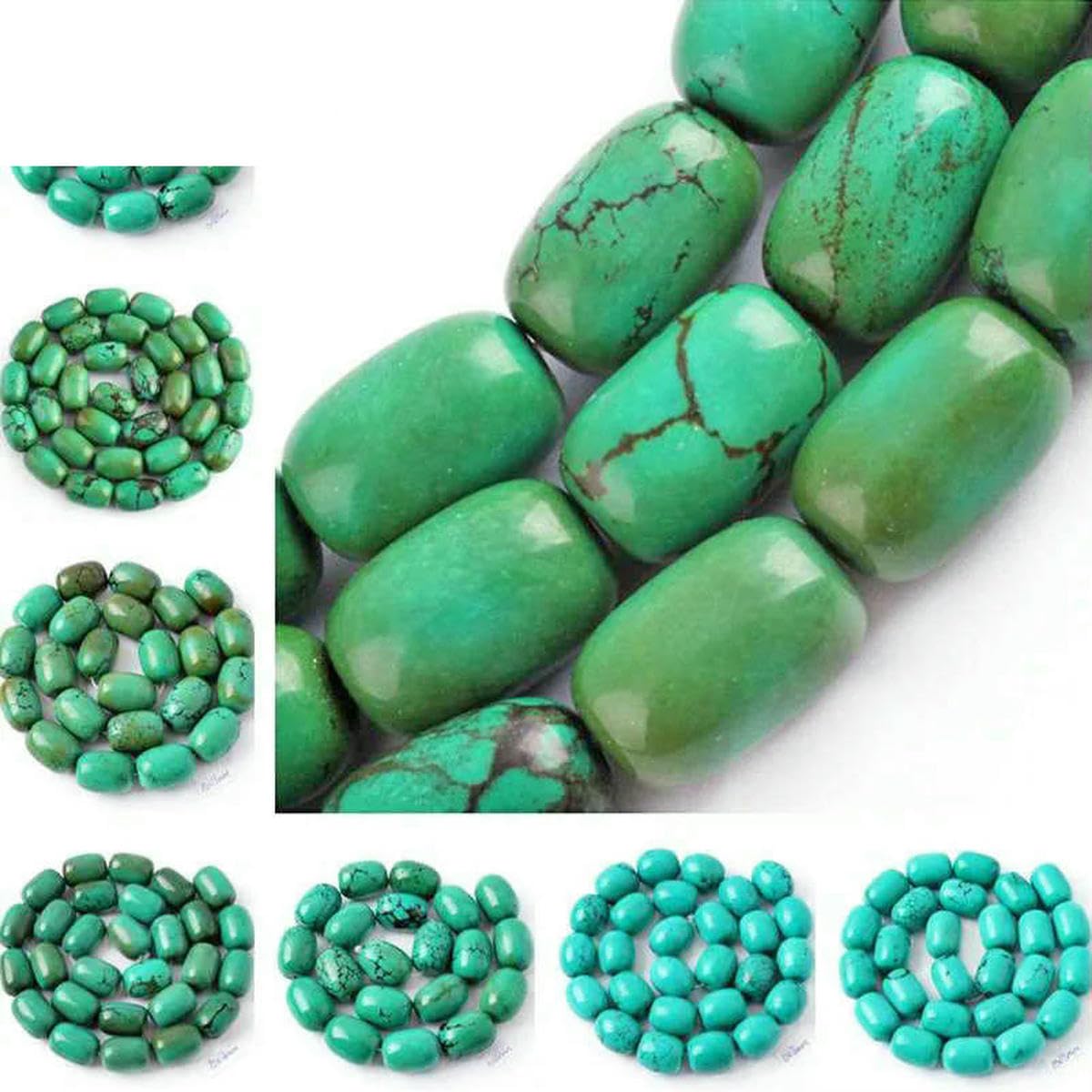 Cuentas de turquesa natural en forma de columna para hacer collares, bisutería, espaciador de 15 pulgadas, cuentas sueltas para bricolaje, 8 x 12 mm, 10 x 14 mm, 12 x 16 mm-13 x 18 mm, color azul.