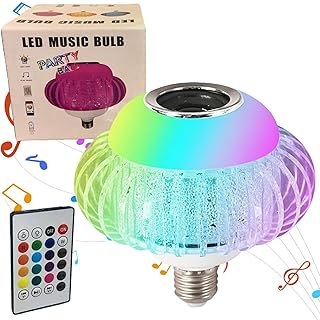 Bluetooth RGB Music Light Bulb, with Built-in Bluetooth Speaker,Color Changing Light Bulbs with Remote Control and App, for Party, Home, Christma Decorations (White)