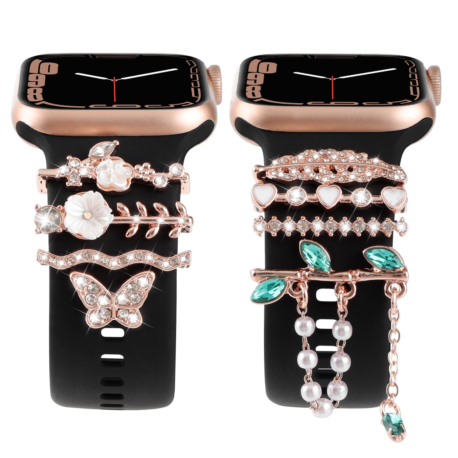 Watch Bands Charms Compatible with Apple Watch Band 41mm 40mm 38mm 42mm 44mm 45mm 49mm Women Decorative Ring Loops For iWatch Series 9 Ultra 2 SE 8 7 6 5 4 3 2 1 Metal Accessories (No Straps)