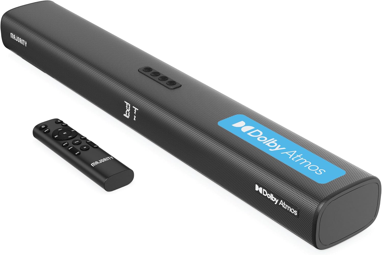 MAJORITY 2.0.2 Dolby Atmos Soundbar | Wall Mountable Bluetooth 3D Sound with 160W Upfiring Speakers | Digital Display, EQ Controls | HDMI, Optical, Aux | Bracket/Fixings and Remote Included Elias MAJORITY 2.0.2 Dolby Atmos Soundbar | Wall Mountable Bluetooth 3D Sound with 160W Upfiring Speakers | Digital Display, EQ Controls | HDMI, Optical, Aux | Bracket/Fixings and Remote Included Elias