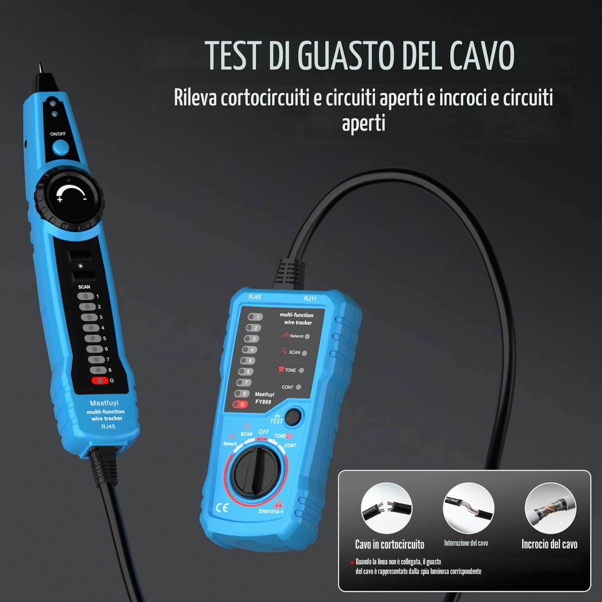 Tester per cavi di rete, Wire Tracker multifunzione, Tracer con suono campione, RJ11 RJ45 Line Finder, rete Ethernet LAN Cat5 Cat6 cavo di manutenzione, collaudo della linea telefonica