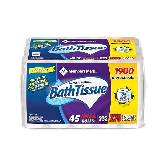 Member's Mark Ultra Premium Bath Tissue, 2-Ply Mega Roll (275 Sheets, 45 Rolls)