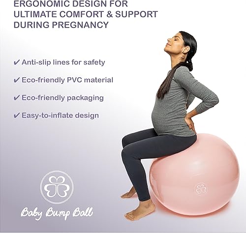 Miniatura 6 de Pelota de parto para embarazo y trabajo de parto  Pelota de maternidad, yoga, pilates y ejercicio  Diseño antiestallido, antideslizante