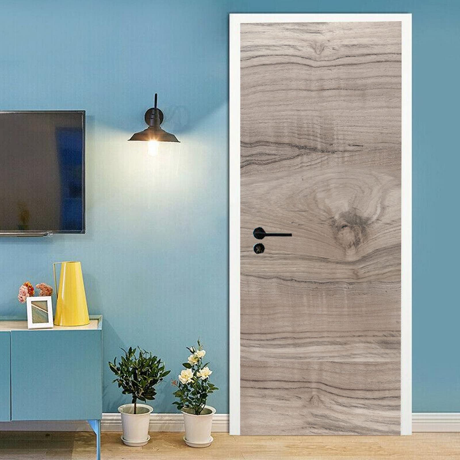 A.Monamour Adesivo Porta Autoadesiva Fondo Di Struttura Di Legno Vinile PVC Adesivi per Porte Interne 3D Pellicola Adesiva Poster Sticker Murale Parete Carta da Parati