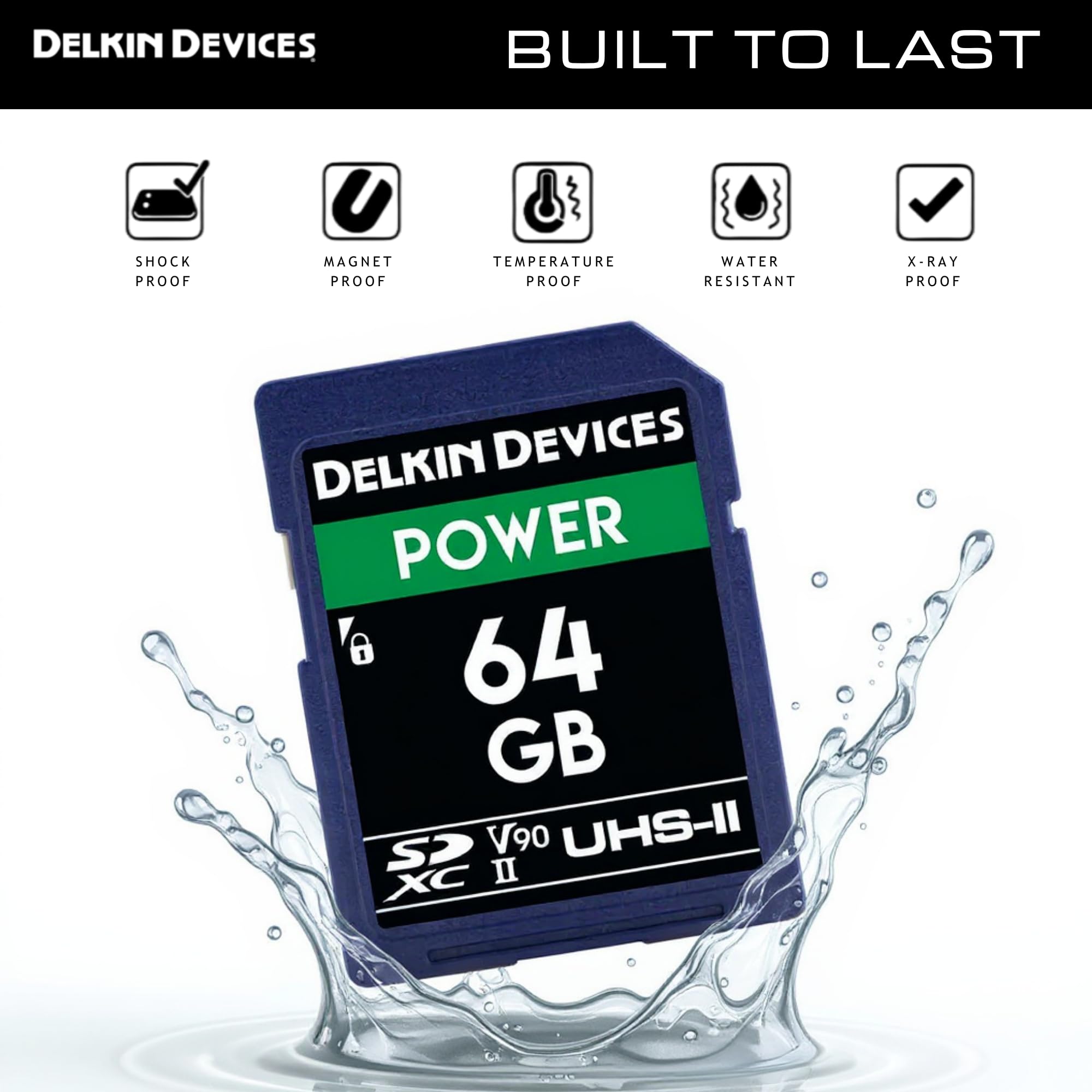 Delkin Devices Scheda di memoria SDXC UHS-II (U3/V90) da 64 GB
