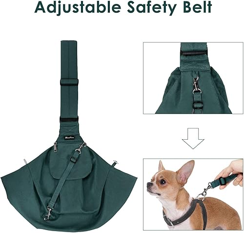 Miniatura 3 de Lukovee Eslinga para mascotas, mano libre para perro, correa acolchada ajustable, bolsa de hombro de algodón transpirable, bolsillo frontal,