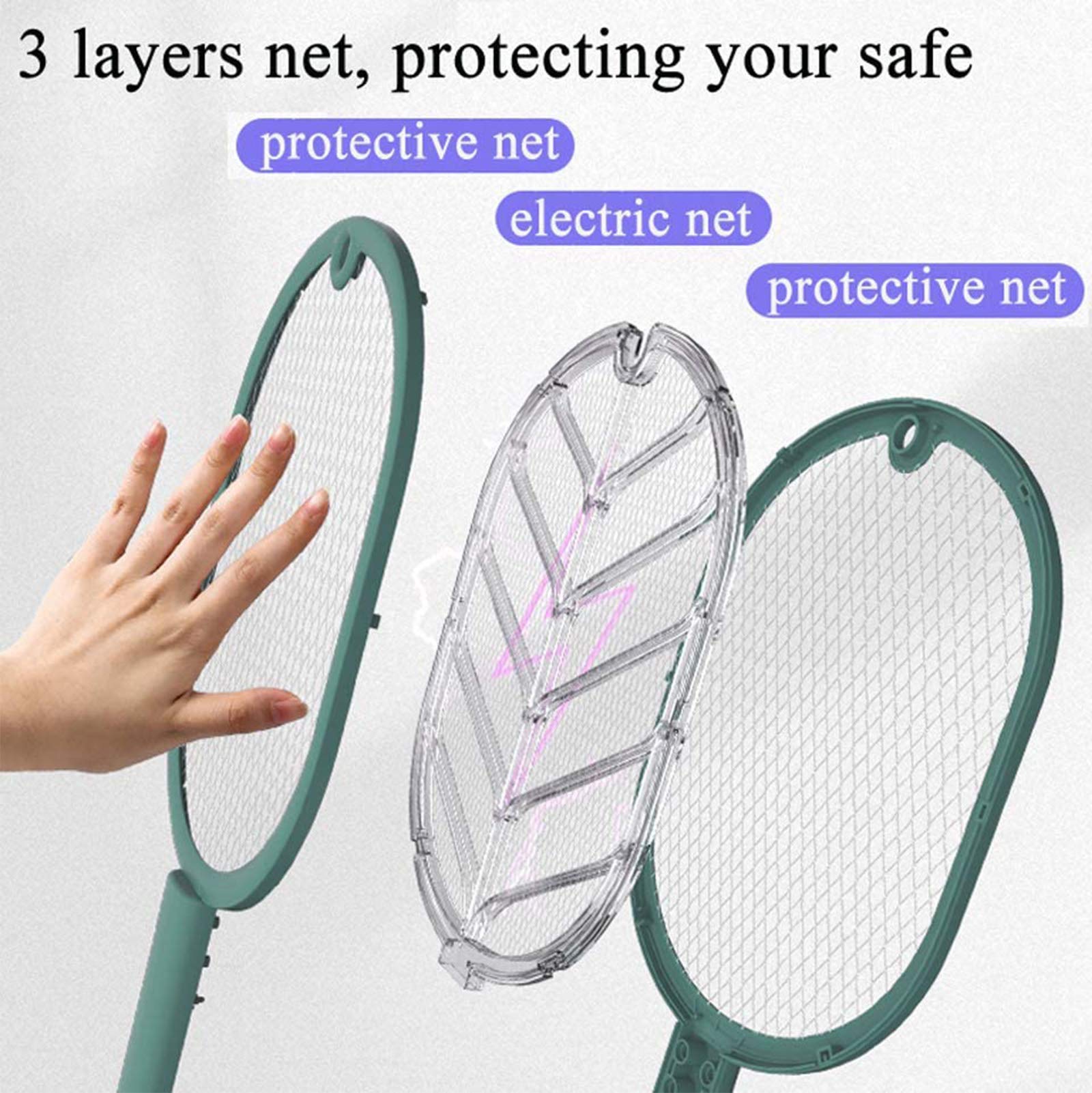 Fly Swatter-Zap Mosquito for Indoor And Outdoor Electric Pest Control, USB Rechargeable,LED Lighting w/Base
