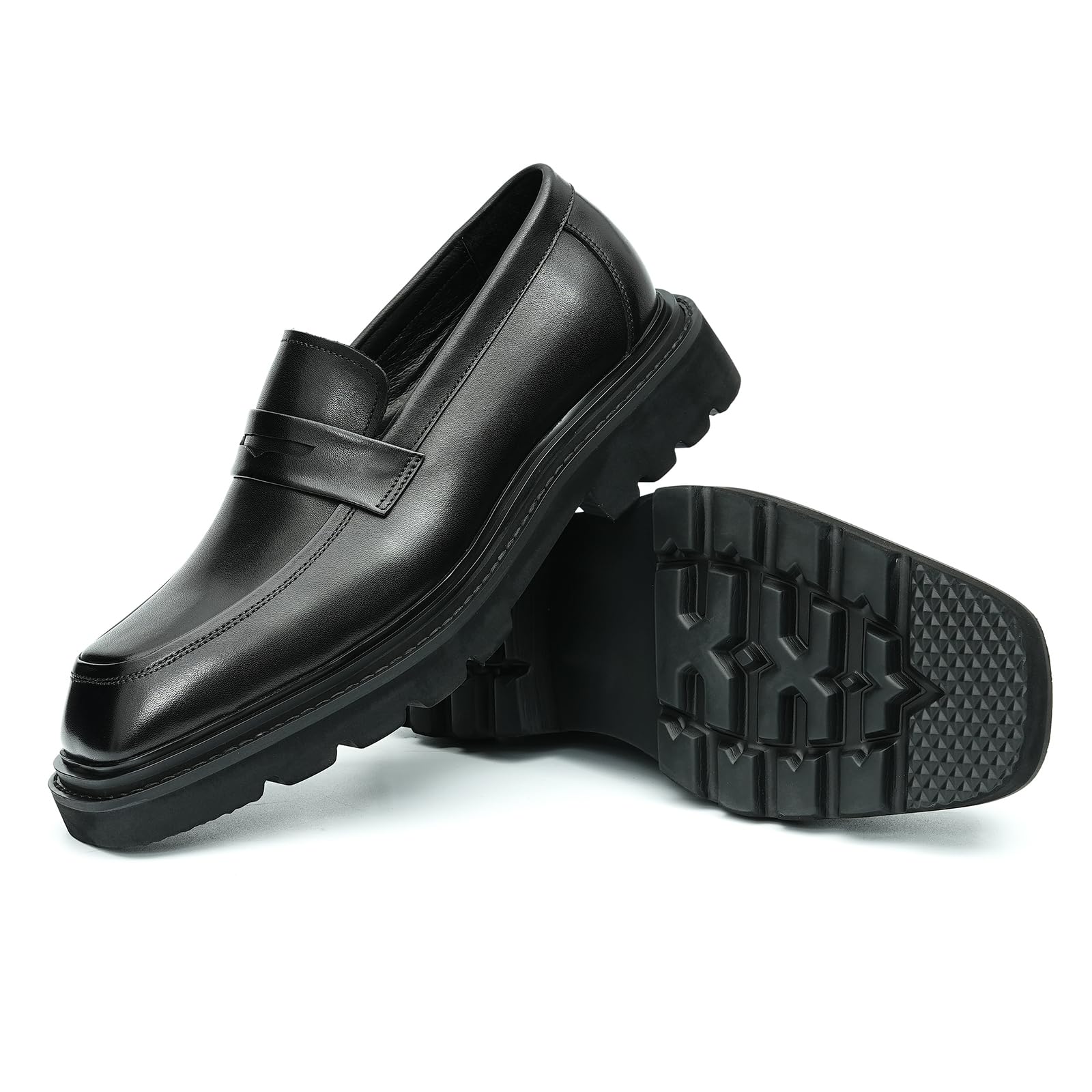 Mocassins Confortables à Semelle Epaisse pour Hommes Chaussures à Enfiler en Cuir Formel Affaires