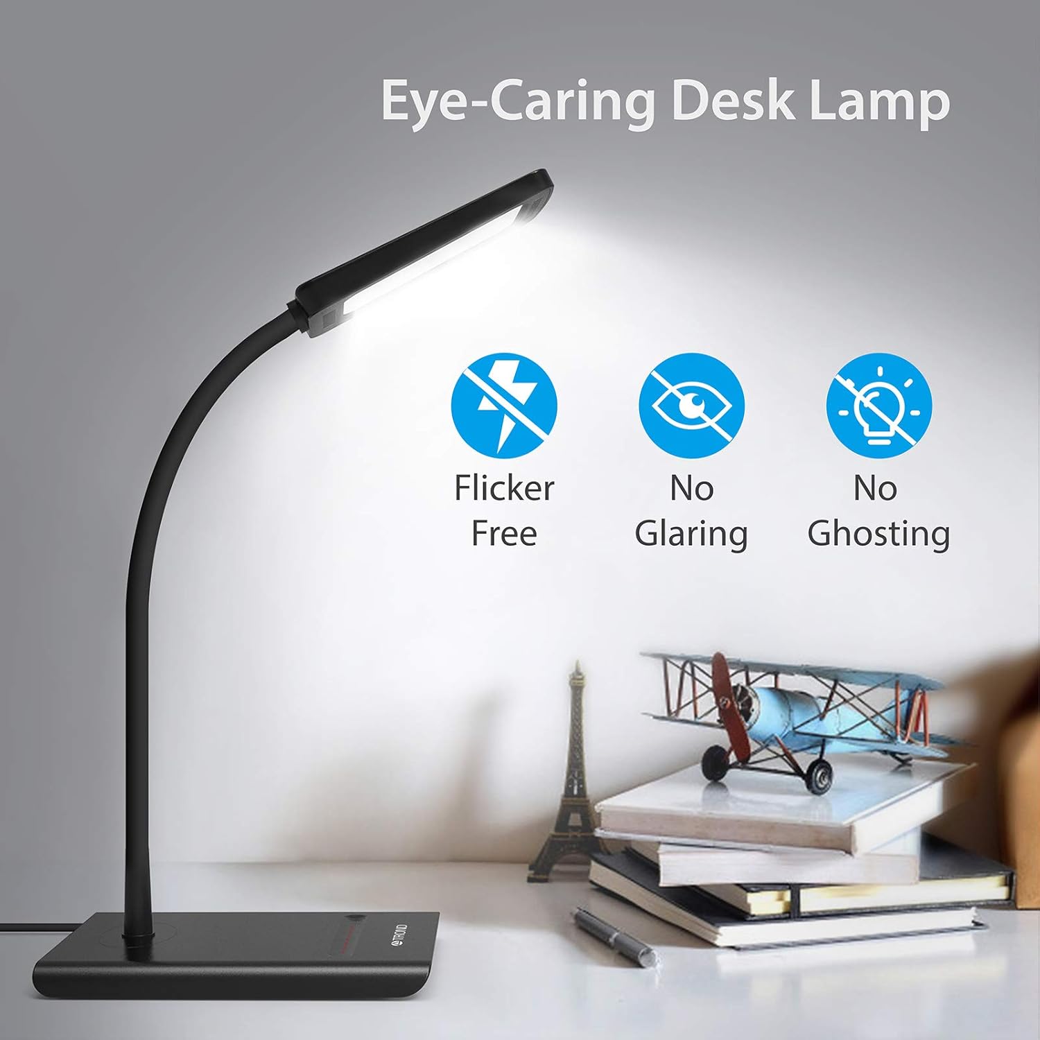 Surge Protector Power Strip with USB, TROND 3 USB A & 1 Type C, 4 AC Outlets + TROND Desk Lamp, Dimmable Eye-Caring, 3 Color Modes 7 Brightness Levels, Flexible Gooseneck, Desk Light for Home Office