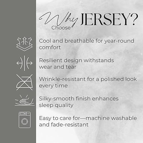 Miniatura 5 de Juego de sábanas tamaño matrimonial de jersey blanco ultra suave y acogedor, para todas las estaciones, de fácil cuidado, con bolsillo profundo,