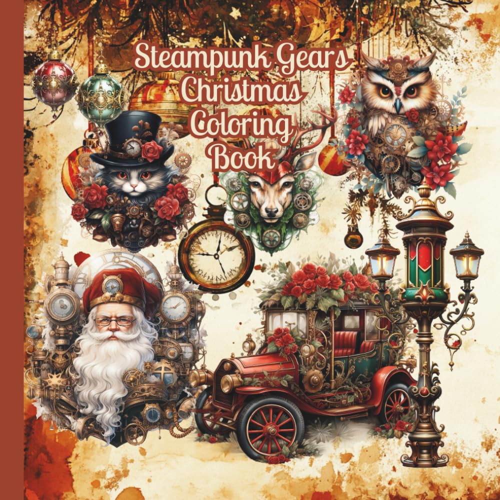 Steampunk Gears Christmas Coloring Book: Book #2