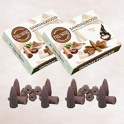 Miniatura 7 de Conos de incienso de madera de sándalo, total de 20 conos de incienso en cascada, paquete doble de 10 conos de incienso de reflujo - Conos de