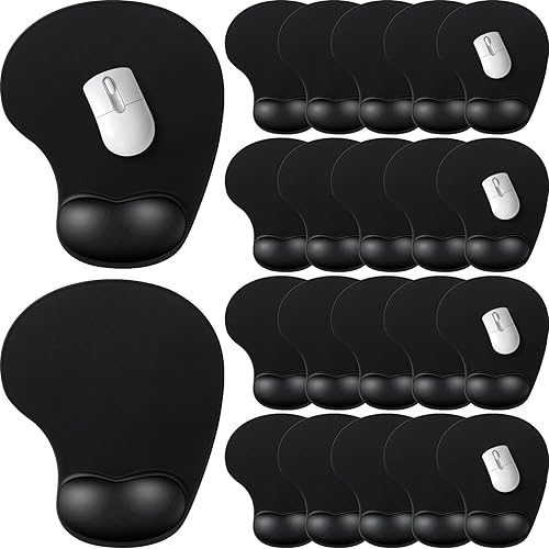 24 alfombrillas ergonómicas para mouse con soporte de muñeca, alfombrilla de mouse de oficina, alfombrilla de mouse negra para juegos, accesorios de