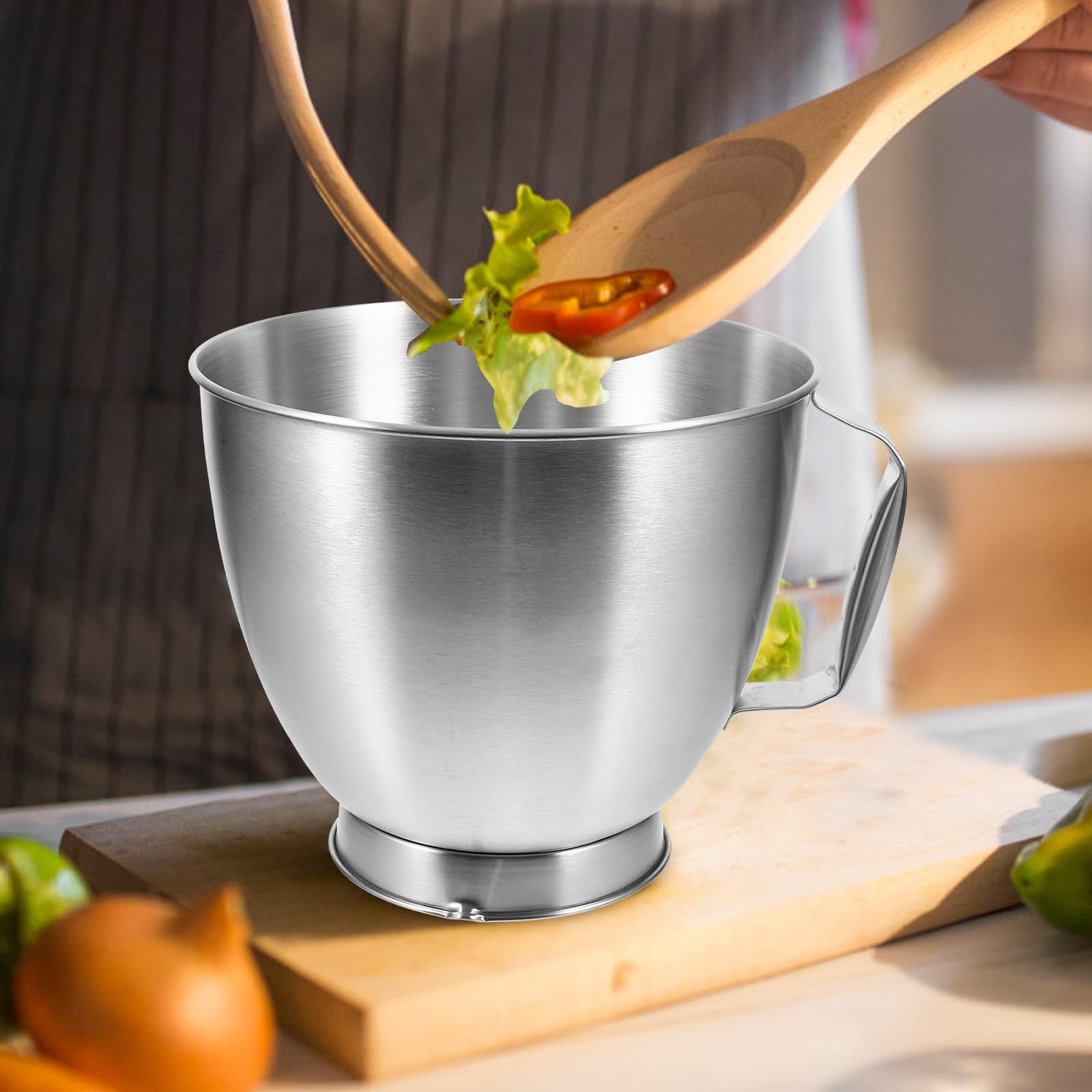 Tazón Grande para Mezclar de Acero Inoxidable 4.5l, Accesorio de Cocina Versátil y Profundo para Batir Huevos y Preparar Alimentos